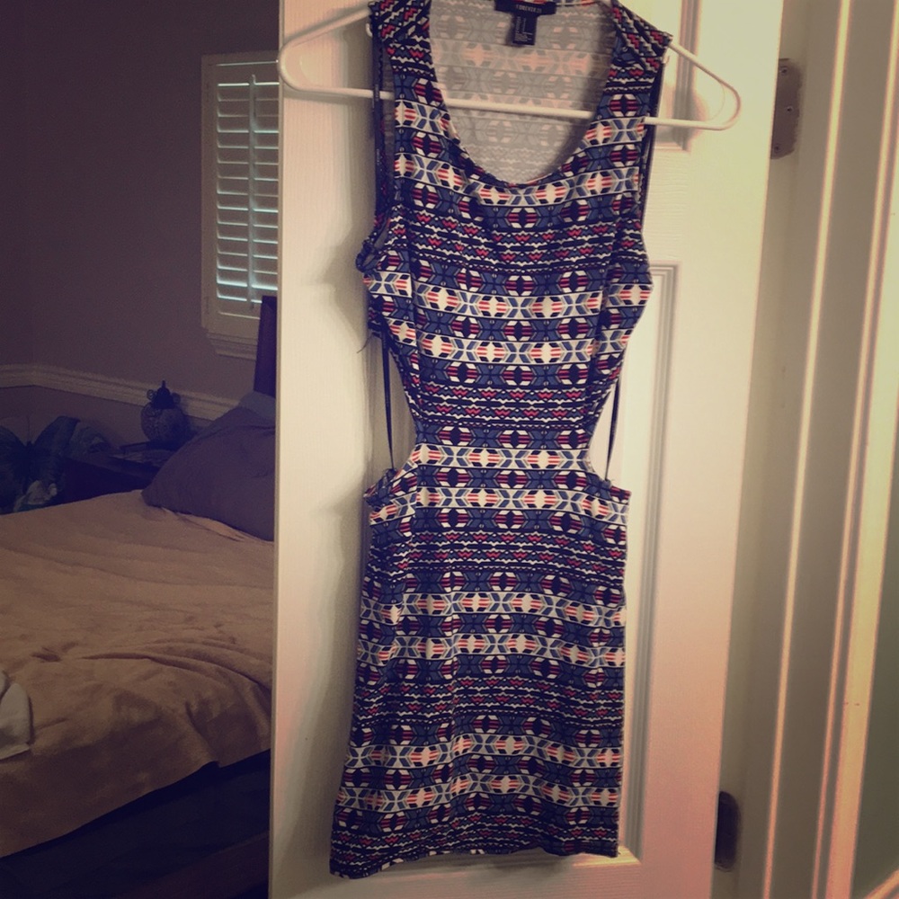 Bodycon red white and blue Dress with side cut out